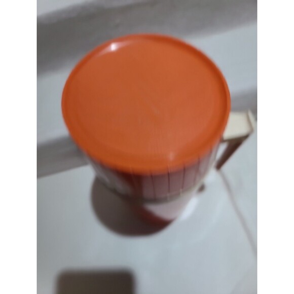 Vintage 3pc Orange Thermos Pint Size Handled Model #7202 King Seeley Hot Cold - Picture 8 of 10